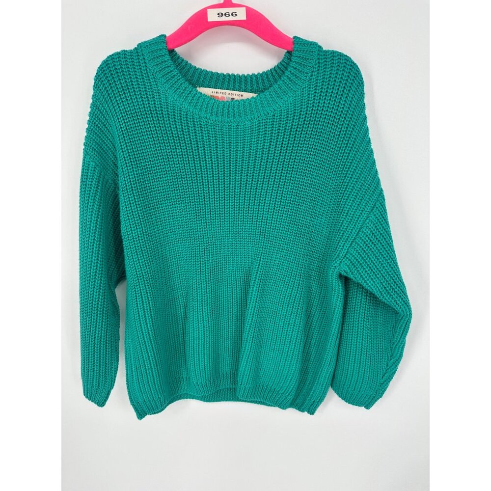 DotDotSmile Girls Long Sleeves Blue Green Knit Sweater Size 3/4 New With Tags